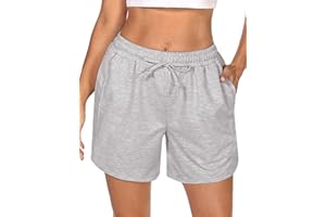 Demegimi Pantalon Corto Mujer,Pantalon Deporte Corto Mujer con 2 Bolsillos Laterales Verano Shorts Deportivos Mujer Pantalones Chandal Mujer Yoga Fitness