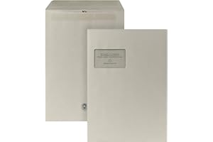 ‎POSTHORN MADE BY BONG POSTHORN Versandtasche C4 (250 Stück), selbstklebende Versandtaschen mit Fenster, Blauer Engel zertifizierte Versandtaschen aus 100% Recycling Papier, grau, 324 x 229 x1 mm, 90g/m²