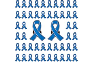 CRAFFANCY Pin de cinta azul, 50 cintas de concienciación sobre el cáncer de colon, pines de solapa, broche de esperanza, pines de joyería esmaltados para hombre o mujer