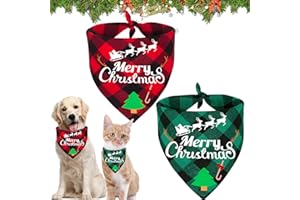 KIKVTER Hundehalstuch Weihnachten, 2 Stück Weihnachtshund Bandanas, Hundehalstuch, Halstuch Hund, Hundekostüm Weihnachten, Hundehalstuch Bandanas, Klassisches Kariertes Hundehalstuch für Katzen Hunde