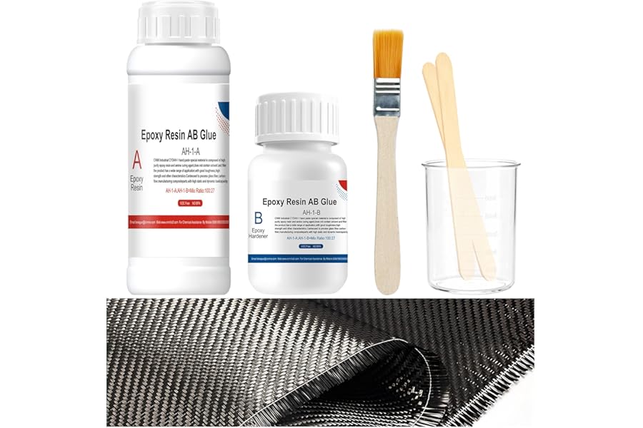 Carbon Fibre Repair Kit, Carbon Fibre Sheet & Epoxy Resin for Reinforcing and Repairing Cars, Motorcycles, Boats, Paddleboards and Bicycles