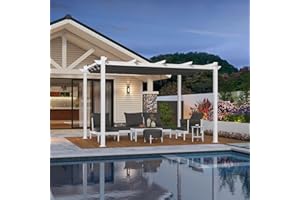 PURPLE LEAF Garden Pergola 3 x 4 m with White Frame, Gazebo Aluminium Waterproof Sun Canopy with Sliding Roof, Patio Pergola with Awning Protection, UV Shade, Grey