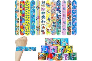 Kaimirui 24 Pezzi Sti-tch Braccialetti Slap per Bambini , Bracciali a Scatto,Bracciali Slap Bambini Regalo Compleanno,Bracelets Gadget a Scatto festa di compleanno di ragazze e ragazzi (set-7)