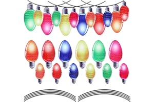 LUTER 36 Pezzi Decorazione di Magneti per Auto, 24 Pezzi Colorati Riflettenti Magneti Lampadine e 12 Pezzi Fili Magnetici Decorazione Magneti Natale per Auto Cassetta Postale Finestre