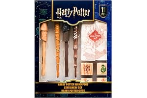Harry Potter Magic Wand Children's Pen Set, Hogwarts House Stamp Children's Set and Marauder's Card