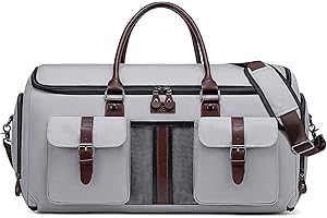 Suit Carrier Garment Duffle Bag，Vessgra Travel Garment Bags Suit Bags for Men Women, Carry on Garment Bag for Travel with Shoes Compartment,2 in 1 Convertible Suitcase (Light Grey)
