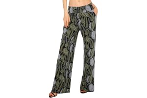 Urban GoCo Mujer Pantalón Palazzo de Pierna Ancha Casual Estampado Floral Baggy Pantalones