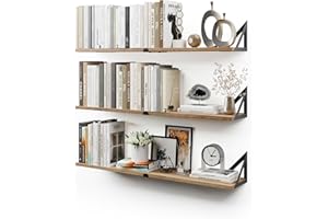 CASSA HOME DECOR CASSA NOKO Étagères murales suspendues pour Le Mur, Lot de 3, étagère bibliothèque pour Chambre à Coucher, Salon, Bureau, Salle de Bain, Cuisine, Bois avec Support métallique (Naturel Blanc Grand)