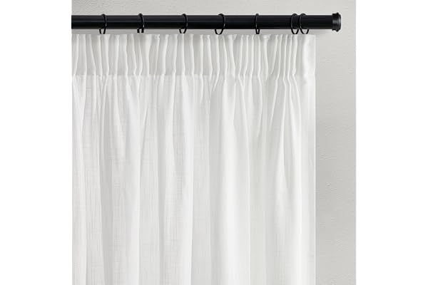 Topfinel 2 Stycken Korta Linnegardiner Vita Bohème-gardiner Gardiner med Volanger Halvtransparentt Voilegardiner för Barnrum Sovrum Modernt 140 x 160 cm (LxH)