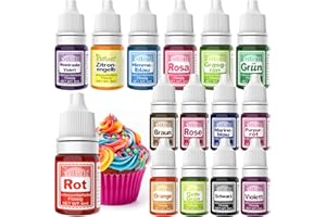Lebensmittelfarbe Flüssig - Fidton 15 Farben Hochkonzentrierte Essbare Tortendeko Set, Food Coloring für Ostereierfarben, Fondant, Kochen, Flüssige Lebensmittelfarbe für Makronen - 6ml