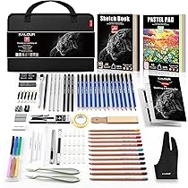 Kit Professionnel Dessin Et Croquis 29 Pièces – 14 Crayons Graphite (14B à 5H), Fusains, Accessoires | Fournitures Artistiques Avec Sac En Toile