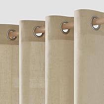 MIULEE Gordijnen voor woonkamer, linnen, doorschijnend, transparant, puur, voor ramen, woonkamer, vitrage, moderne woonkamer, eetkamer, keuken, 2 bladen, 140 x 225 cm, naturel