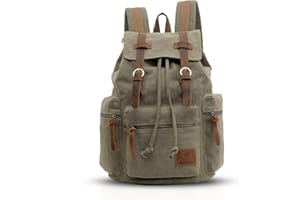 FANDARE plecak na laptopa o przekątnej 15,6 cala, plecak szkolny, plecak podróżny, plecak na co dzień, do pracy, podróży, dla studentów, z płótna, wojskowa zieleń, M, plecak szkolny