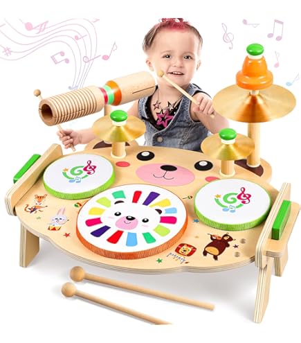 Bateria Para Niños Set De 10 Instrumentos Musicales De Madera Para