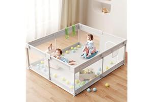 Julrrimg Box Bambini 175×150cm - Recinto per Bambini, Box Giochi Neonato, Grande Staccionata per Bimbo, Playpen Baby (175×150x64cm)