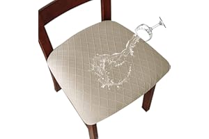 SHENGYIJING Fundas de asiento elásticas impermeables con diseño de celosía de diamante para sillas de comedor, fundas de sillas de cocina con hebilla (6, caqui)