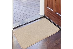 MAYSHINE Non-Slip Door Mat - Entrance Rug Shoes Scraper, Absorbs Mud Dirt Trapper Mats, Indoor/Outdoor, Machine Washable - 45x75 cm Beige