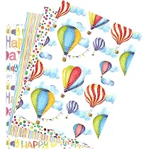 Culinavog 7 Rotoli Carta Regalo Compleanno 70x50 Cm – Motivi Colorati Per Feste E Fai-da-te
