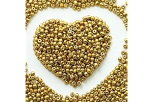 VOOMOLOVE 4mm Golden Seed Beads About 1600pcs/110Grams in Bag,6/0 Glass Craft Beads for Making Earrings, Waist Jewelry, DIY Handmade (Golden)