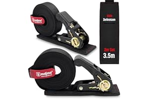 ‎MAGMA MAGMA | 2-Pack 3.5M Spanngurte Mit Ratsche und Kratzschutz | Zurrgurte mit Ratsche | Spanngurt Set | Ratschengurte | Binden Sie Kajak, Surfbrett, Kanu, Fahrrad, Motorrad | Last: 1600kgf/Unit. Schwarz