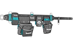 Makita E-15235 Super-Schwerlast-Hüftgurt-Set, bestehend aus Schwerlastgürtel, Schrauberholster, Hammerhalter, 2-Fächer-Werkzeugtasche, Smartphonetasche, Polyester, 880 x 310 mm (LxH)