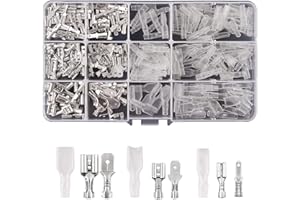 Kinstecks ​​270PCS 2.8mm 4.8mm 6.3mm Terminali a Crimpare Kit maschio e femmina con manicotto isolante Kit di assortimento per fai da te Moto Auto Veicoli Barche Strumenti elettrici