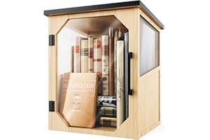 ATSKIM Little Library Box Outdoor, Literature Exchange Box, Personal Tiny Lending Library Kit, Book Storage Boxes Small Wooden Cabinet for DIY,Neighborhoods,Community Sharing Books (Wood)