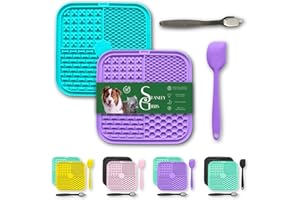 STANLEY GIBBS 2 Tapis de Leche pour Chien, Chat antidérapant avec ventouses + 1 spatule + 1 Brosse. 100% Silicone, sans BPA. Tapis XL pour faciliter Le Bain, Le toilettage, Le Dressage, réduit l'anxiété, l'ennuie