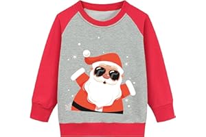 LXKA Boys Kids Christmas Jumper Sweatshirt Xmas Jumpers Reindeer Snowmen Santa Long Sleeve Tops Cotton T-Shirts Toddler Crew Neck Casual Winter Clothes Age 1-7 Years