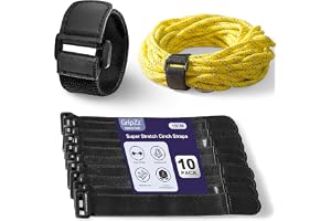 GripZz Kabelbindare med Kardborre, Halkfria Elastiska Band, 15×2.5cm, 10 St