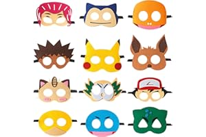 YFCHOTI Party Maske Set für Kinder, 12pcs Cartoon Cosplay Filzmasken, Maskenball Halbmaske für Halloween Karneval und Fasching Verkleidung, Kindergeburtstag Mitgebsel Geschenke für Jungen Mädchen
