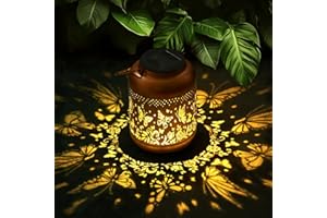 Dremisland Mothers Day Gifts for Women Mum Garden Ornaments Outdoor Butterfly Solar Lanterns Outdoor Hanging Solar Garden Lights Waterproof Metal Gardens Decorations Birthday Gifts for Her Grandma