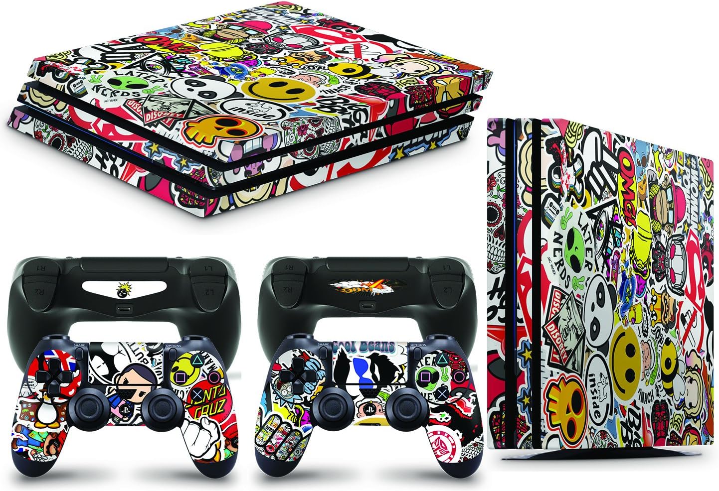 giZmoZ n gadgetZ Calcomanía de Vinilo para Consola PS4 Pro + 2 Fundas para Controlador