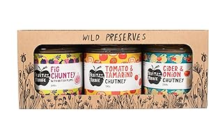 Fruits of the Forage Traditional Chutney Gift Pack, Includes Tomato Tamarind, Fig & Plum and Cider & Onion Chutney. Great in Cheeseboards & Ploughman's Lunch, Pack of 3 Glass Jars (200g x 205g x 200g)