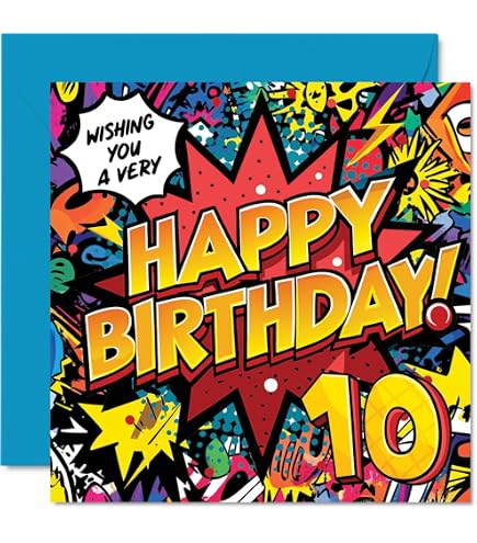 Central 23 Biglietto di auguri per il decimo compleanno per ragazzi – Football Age 10 – Biglietto di compleanno per bambini – Regalo per lui – Nipote Godson – Fornito con adesivi