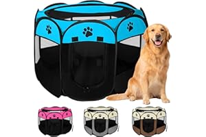 JUPPLIES Recinto Pieghevole per Cani e Gatti – Box Portatile in Tessuto Oxford Impermeabile, per Cuccioli e Animali da Interno o Esterno, Montaggio Rapido Senza Attrezzi (Blu, 114x114x58cm, 8)