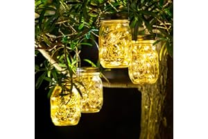 SUNACE Lanterna Solare Esterno - 4 Pezzi Lanterne da Esterno 30 LED Lampada Solare IP65 Impermeabile Lanterne Solari da Esterno Barattolo Solare Luci Solari per Giardino Esterni Interni Feste (Bianco Caldo)