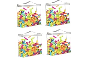 ZQSFPK 4 Pcs Waterproof Toy Storage Bags with Zip for Building Blocks, Puzzle, Dolls, Balls, Clothes, Books - 40x30x10cm