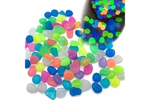 DHER 100 Stück Große Leuchtende Steine, Leuchtet im Dunkeln kieselsteine Bunte Leuchtende Steine Bunte Garten Aquarium Leuchtende Kieselsteine, 2.2 CM Harz Leuchtende Steine (2.2cm)