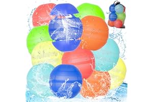 YOSTAR 12pcs Quick Fill Water Balls, Reusable Water Balloons For Kids, Self Sealing Refillable Water Bombs, Silicone Pool Toys for Summer Party, Outdoor Garden Toys with Mesh Bag for Beach Adults
