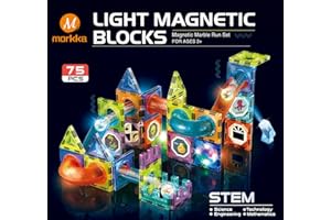 morkka Klocki magnetyczne, 75szt. STEM zabawka dla dzieci w wieku 3, 4, 5, 6, 7, 8 lat, zestaw klocków, prezent dla 3-12 chłopców i dziewczynek, bloki orbitalne, budowa torów (75pcs)