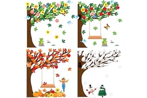 Haooryx 198 pezzi quattro stagioni albero carta ritagli decorazione aula colorata primavera estate autunno inverno bacheca carta decoupage casa giardino decorazione parete