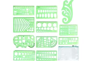 RAMLUR 11 Pcs Circle Templates for Drawing, Drawing Templates, Technical Drawing Template, Geometry Stencil Set with Storage Bag for Office and School, Building Formwork, Drawings Drafting