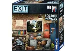 KOSMOS 685737 EXIT® Das Puzzle Die DREI ??? Toteninsel, 500 Teile Escape Game Puzzle mit exklusiver Die DREI Fragezeichen Geschichte