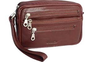 BRANCO - PRÄSENTIERT VON ZMOKA Branco Leder - sportlich - legere Leder HerrenHandgelenktasche, Herrentasche,Handtasche, Ledertasche, Einzelkammer verfügbar - präsentiert von ZMOKA® (Braun)