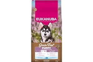 Eukanuba Valpfoder spannmålsfri med fisk för stora raser, premium torrfoder utan spannmål för junior hundar, 12 kg