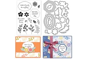 INFUNLY Label Gestanzte Blätter Transparente Stempel Und Stanzformen-Sets Für Die Kartengestaltung Wort-Silikon-Stempel Schnittschablonen Für DIY Scrapbooking Fotoalbum Dekoratives Papier Basteln