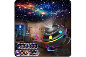 FLYLILY UFO Galaxy Star Projector 13 in 1, Nebula Aurora Planetarium with Timer, Remote & Bluetooth Speaker, 15 White Noises & RGB Effects, Night Light Projector for Kids Adults Gift Room Decor