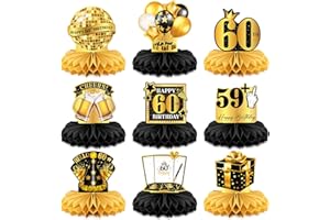 Vezerd 9 Stück Tischdeko 60. Geburtstag Frauen, 60. Geburtstag Deko, Honeycomb Dekorationen 60. Bienenwabe Mittelstück Jahre Geburtstag Party Zubehör Tischdekoration