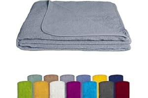 KiGaTex Terry Blanket Bedspread Soft 100% Cotton 150 x 200 cm Öko-Tex Certified, grey, 150x200 cm